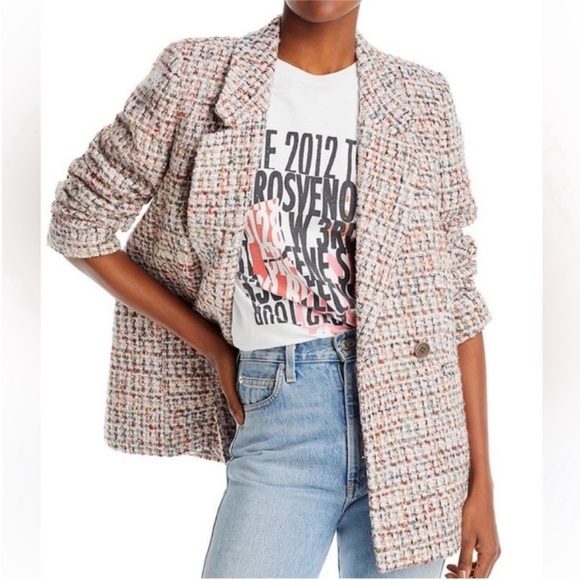 Anine Bing Diana Wool Blend Tweed Blazer - Picture 3 of 9